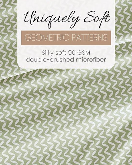 4 Piece California King Bedding Sheet Set (Sage Chevron) - Sleep Better Than Ever with These Ultra-Soft & Cooling Bed Sheets for Your Cal King Size Bed - Deep Pocket Fits 16" Mattress - LeafyLoom
