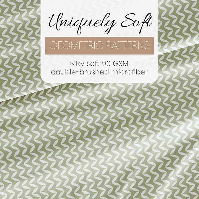 4 Piece California King Bedding Sheet Set (Sage Chevron) - Sleep Better Than Ever with These Ultra-Soft & Cooling Bed Sheets for Your Cal King Size Bed - Deep Pocket Fits 16" Mattress - LeafyLoom