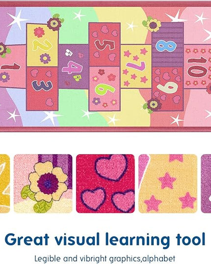 Booooom Jackson Hopscotch Kid Rug,40''x70'' kids Preschool Rugs for3, 4, 5, 6, and 7 Year Olds,Rainbow Rug for Girls Bedroom and kids playroom and Classroom - LeafyLoom