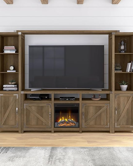 Bush Furniture Knoxville Farmhouse Stand for 75 Inch TV, Living Room Media Console with Storage, 65W, Reclaimed Pine - LeafyLoom