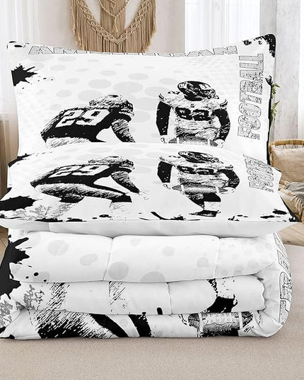 Bodhi Football Comforter Set Full for Boys Kids American Football Bedding Set Sport Football Player Comforter,American Football Comforter with Pillowcase,Football Quilt,Full Size #4002 - LeafyLoom