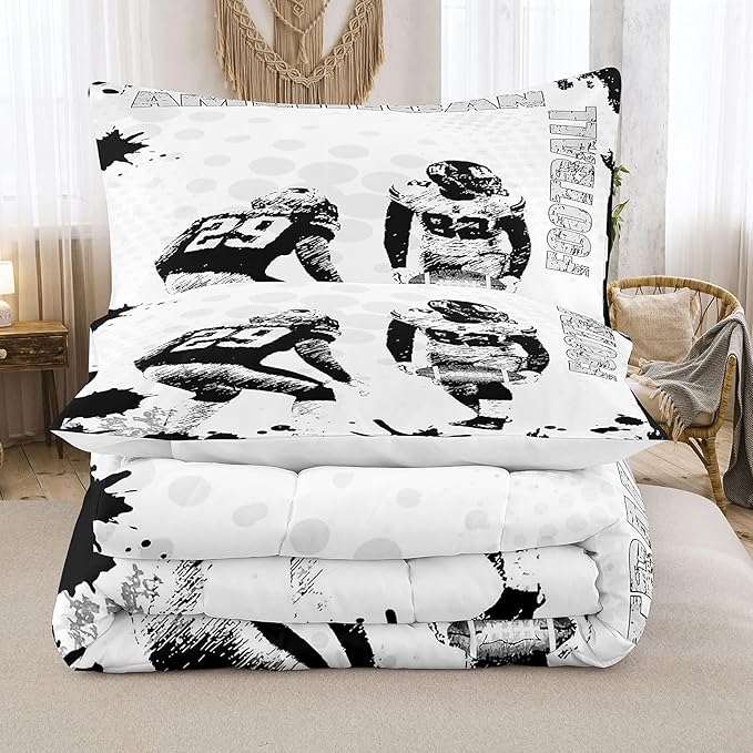 Bodhi Football Comforter Set King for Boys Kids American Football Bedding Set Sport Football Player Comforter,American Football Comforter with Pillowcase,King Size #4002 - LeafyLoom