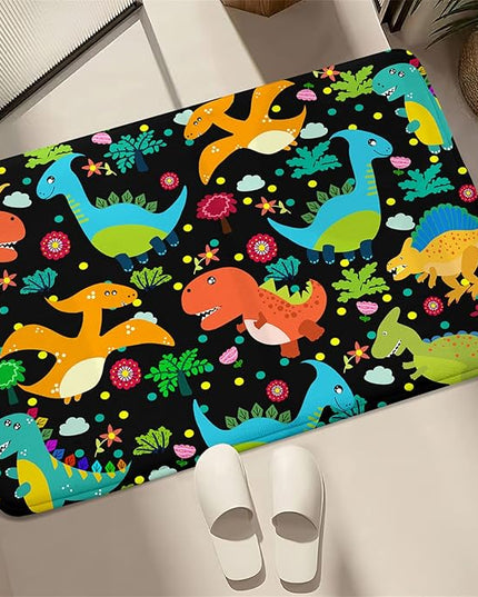 Dino Rugs for Boys Room Kids Play Rug Dinosaur Play Rug Dinosaur Carpet Dinosaur Rug Dinosaur Cartoon Carpet for Boys and Girls Bedroom Classroom,Black 2'×3' - LeafyLoom