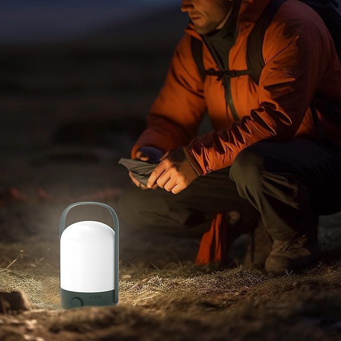 Table Lamp Portable Cordless Lantern, 360° Portable Handle, Stepless Dimmer, Powerful Long-Lasting 50hrs, Rechargeable LED Lantern for Camping Bedroom Party (Green) - LeafyLoom