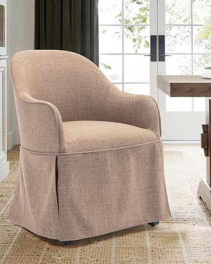 COLAMY Modern Accent Dining Chair, Barrel Accent Armchair, 20 Inch Dining Chair with Cover, Dining Chair with Back for Kitchen,Dining Room,Camel - LeafyLoom