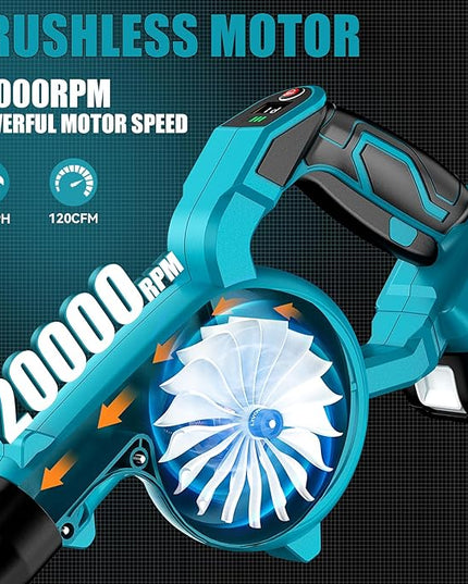 Leaf Blower Cordless for Makita 18V Battery, LIVOWALNY 120CFM 230MPH 2-in-1 Electric Leaf Blowers & Vacuum with 3 Speed Mode for Cleaning Patio, Yard, Sidewalk, Snow, Lawn Care - LeafyLoom