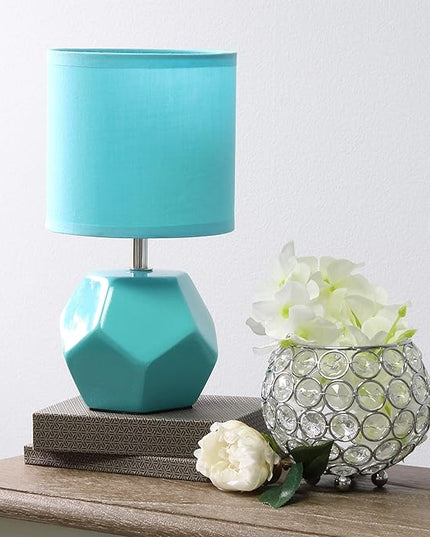 Simple Designs LT2065-BLU Round Prism Mini Table Lamp with Matching Fabric Shade Blue (Pack of 24) - LeafyLoom