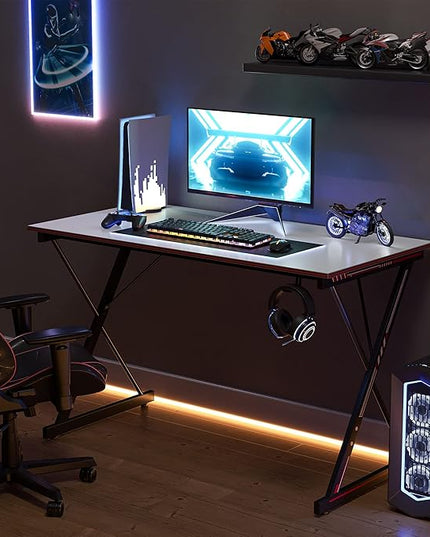 CubiCubi Gaming Desk 32 Inch PC Computer Desk, Home Office Desk Table Gamer Workstation, Simple Game Table, White - LeafyLoom