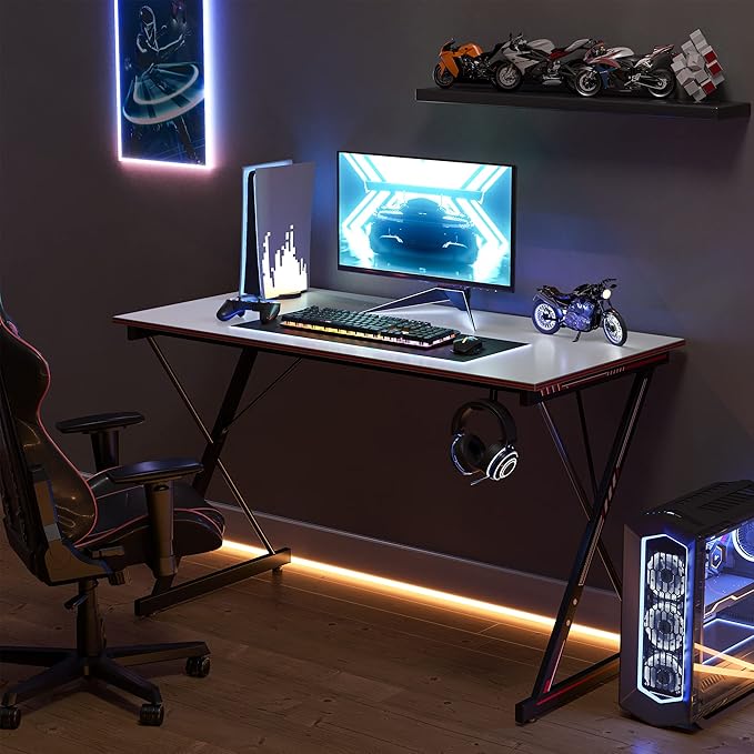 CubiCubi Gaming Desk 32 Inch PC Computer Desk, Home Office Desk Table Gamer Workstation, Simple Game Table, White - LeafyLoom