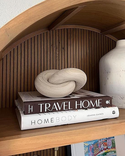 Wood kont Decor Coffee Table Decor for Living Room, Wood Chain Link Decor, Hand Carved Decoration for Home, Modern Farmhouse, Boho and Shelf Object - LeafyLoom