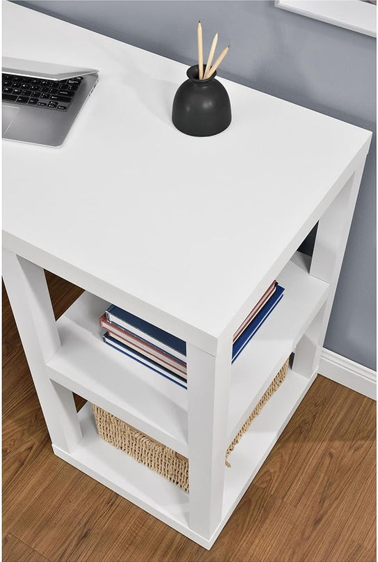 Ameriwood Home Parsons Deluxe Desk, White - LeafyLoom