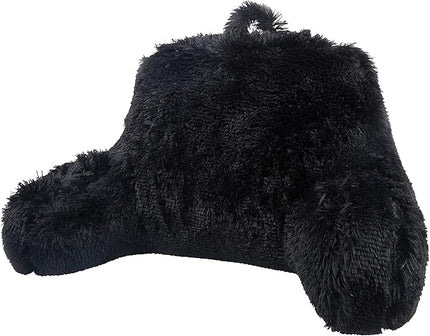 Klear Vu Shaggy Reading Pillow Back Rest Body Pillow for Adults and Kids, Lumbar and Arm Support on Bed, Chair, Couch, Sofa and Floor, 30" x 21", One Size, Black - LeafyLoom