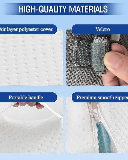 Bed Wedge Pillow for Sleeping, 6 & 7.5 & 10 Inch Adjustable Height Wedge Pillows for After Surgery, 16-in-1 Memory Foam Triangle Pillow Wedge Relieve Acid Reflux, Gerd, Snoring - LeafyLoom