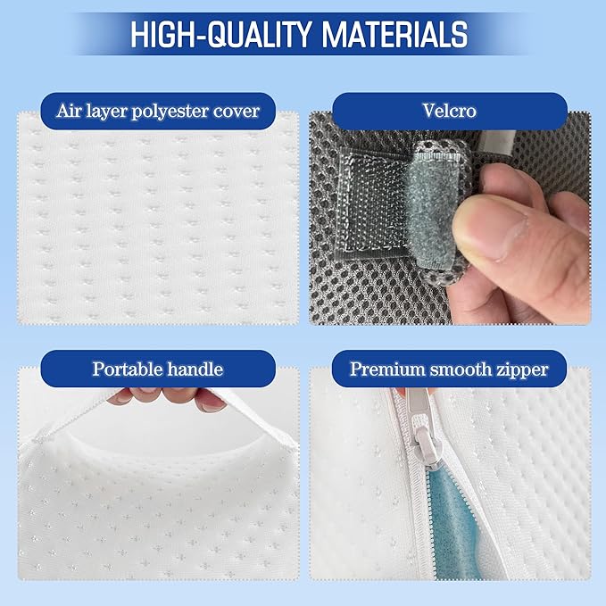 Bed Wedge Pillow for Sleeping, 6 & 7.5 & 10 Inch Adjustable Height Wedge Pillows for After Surgery, 16-in-1 Memory Foam Triangle Pillow Wedge Relieve Acid Reflux, Gerd, Snoring - LeafyLoom