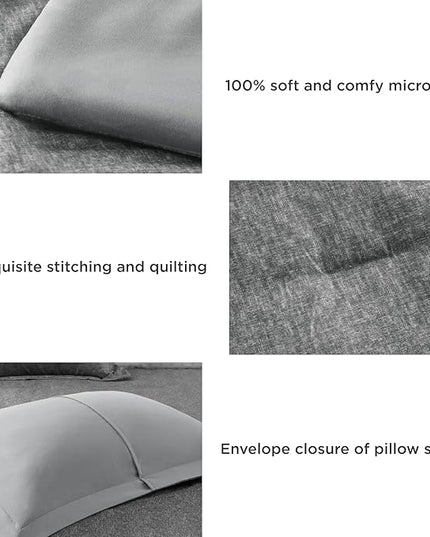 Full Size Comforter Set Grey - 7 Pieces Bed in a Bag bedding Sets & Collections, Modern Luxury Comforter Sets with Sheets, Pillowcases & Shams - LeafyLoom