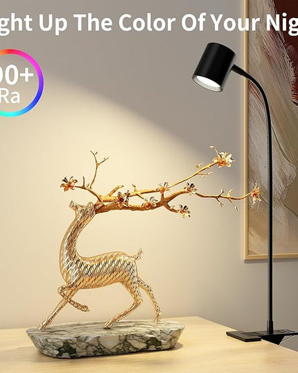 Dott Arts Desk Lamp,USB Clip On Light with 3 Color Modes,LED 10 Levels Brightness Reading Light, 360°Gooseneck Book Light,Eye-Care Reading Lamp for Home Office,Headboards Black - LeafyLoom