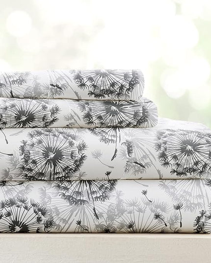 3 Piece Twin Bedding Sheet Set (Gray Floral) - Sleep Better Than Ever with These Ultra-Soft & Cooling Bed Sheets for Your Twin Size Bed - Deep Pocket Fits 16" Mattress - LeafyLoom