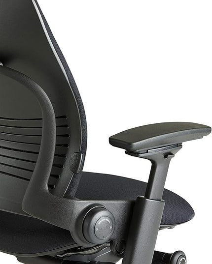 Steelcase Leap Office Chair - Seven Points of Adjustability - Ergonomic Back Support Chair - Lumbar Support - 4D Adjustable Arms - Black Frame - Buzz2 Black Fabric - LeafyLoom