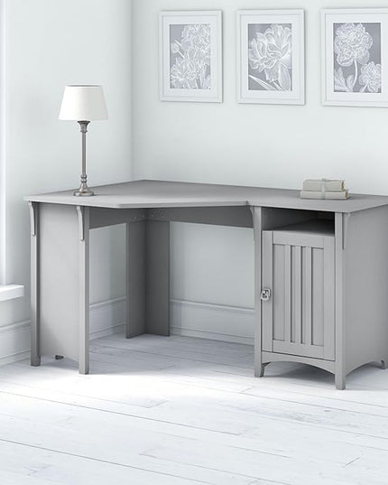 Bush Furniture Salinas 55 Inch W Corner Desk with Storage Cabinet, Cape Cod Gray (SAD155CG-03) - LeafyLoom
