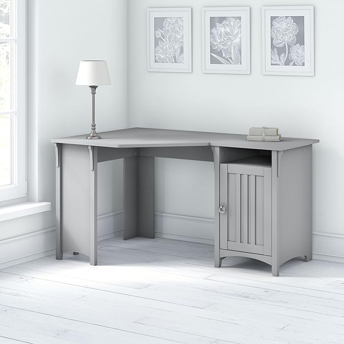 Bush Furniture Salinas 55 Inch W Corner Desk with Storage Cabinet, Cape Cod Gray (SAD155CG-03) - LeafyLoom