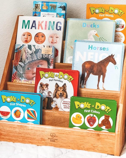 Montessori Bookshelf - Book Display Shelf for Toddler - Forward/Front Facing Bookcase Rack Display - LeafyLoom