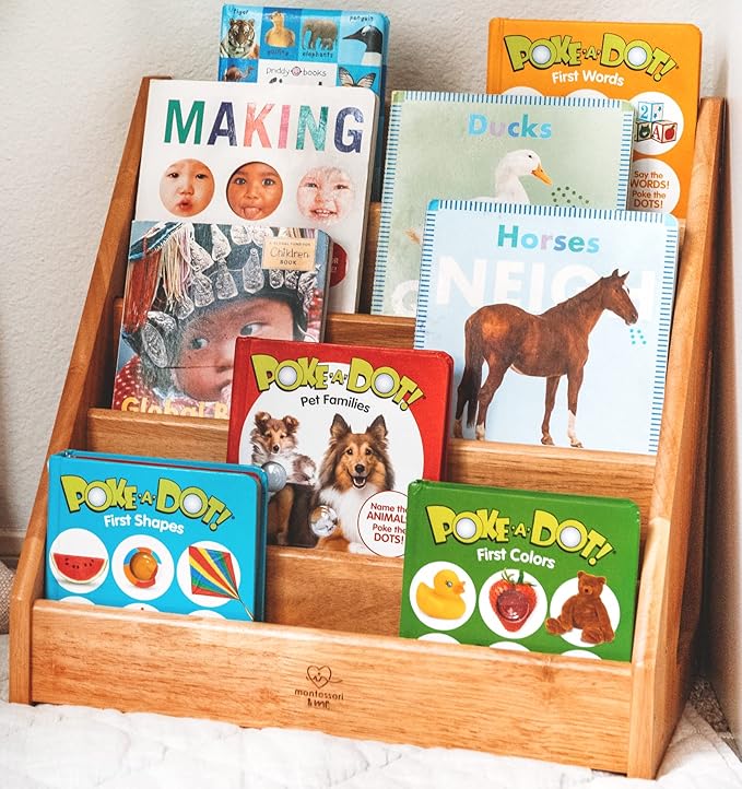Montessori Bookshelf - Book Display Shelf for Toddler - Forward/Front Facing Bookcase Rack Display - LeafyLoom