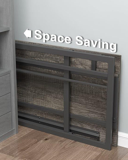 Folding Desk 40'' Computer Desk for Home Office, No Assembly Office Desk Foldable Simple Study Writing Desk Table for Small Spaces(Dark Grey) - LeafyLoom