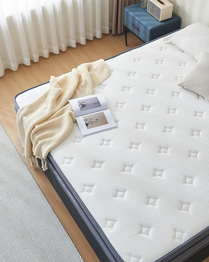 Full Size Mattress, 10 Inch Memory Foam Mattress, Hybrid Mattress in a Box with Independent Spring, Soft and Comfortable Medium Firm Mattress, Pressure Relief, CertiPUR-US Certified - LeafyLoom