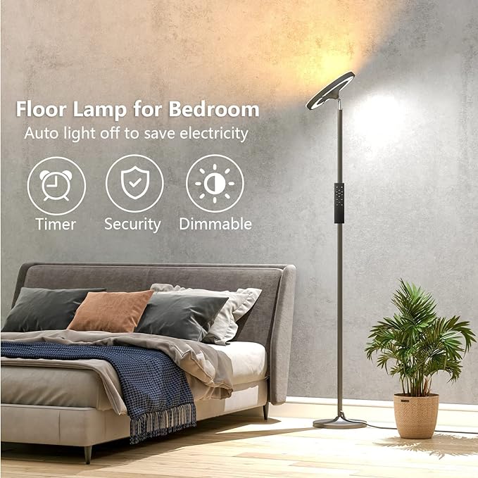 Keepsmile Double Side Lighting Led Floor Lamp with Remote Smart App 36W/2600LM Bright Tall Standing RGB Floor Lamp Angle Multicolor Dimmable Modern Floor Lamps for Livingroom Bedroom Office - LeafyLoom
