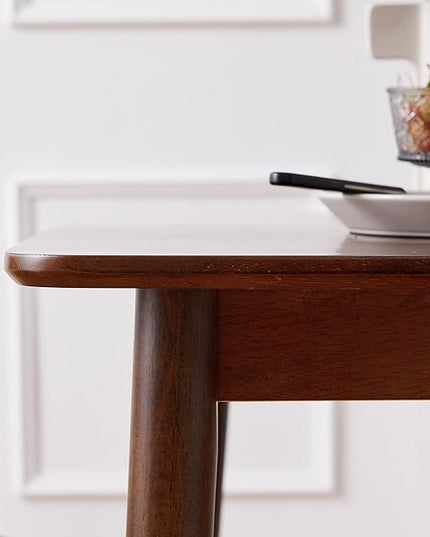 Livinia Aslan 29.5" Malaysian Oak Square Wooden Dining Table/Small Solid Wood Kitchen Desk (Walnut) - LeafyLoom