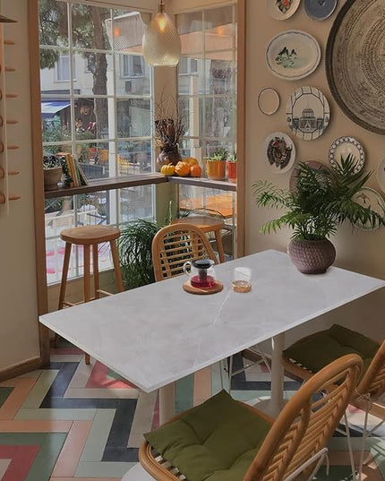 Kaboon Universal Tabletop 40"x18", Solid One-Piece Melamine Table Top, Double Desk L-Desk Floating Desk DIY, Home and Office, White Rock - LeafyLoom
