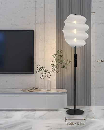 Modern Floor Lamp with Remote Control, 59" Floor Lamps for Living Room, Dimmable Colors Temperature & Brightness, Black Tall Standing Lamp for Living Room Bedroom - LeafyLoom
