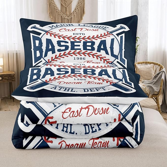 Bodhi Sports Comforter for Boys,Baseball Comforter Set Twin,Boys Comforter Set Twin Size,Baseball Bedding Set for Kids,Teen Comforter Bedding Set Twin with Pillowcases - LeafyLoom