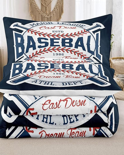 Bodhi Boys Comforter Set Full Size,Sports Comforter for Boys,Baseball Comforter Set Full,Baseball Bedding Set for Kids,Teen Comforter Bedding Set Full with Pillowcases - LeafyLoom