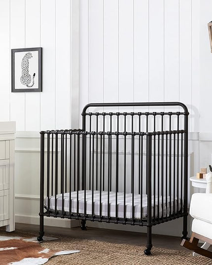 NAMESAKE Winston 4-in-1 Convertible Mini Metal Crib in Vintage Iron, Greenguard Gold Certified - LeafyLoom