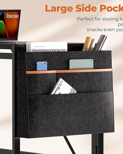 Folding Desk, Small Foldable Desk 39.4 Inch for Small Space, Computer Table Home Office Writing Desk with Storage Bag Headphone Hook, Easy Assembly, Black - LeafyLoom