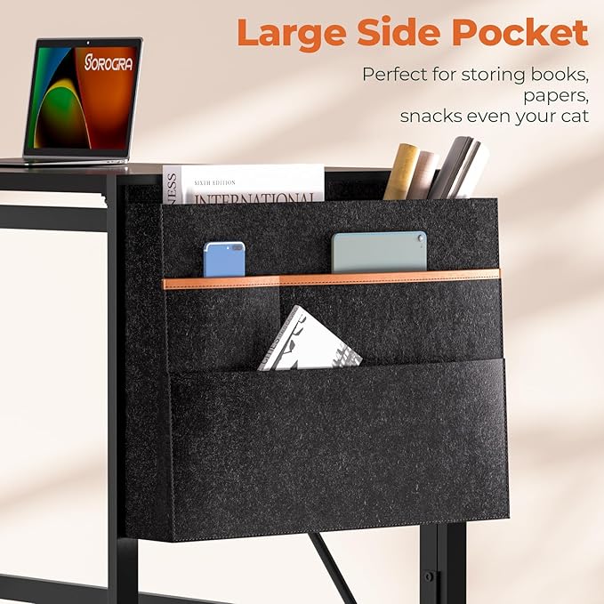 Folding Desk, Small Foldable Desk 39.4 Inch for Small Space, Computer Table Home Office Writing Desk with Storage Bag Headphone Hook, Easy Assembly, Black - LeafyLoom