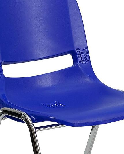 Flash Furniture HERCULES Series 661 lb. Capacity Navy Ergonomic Shell Stack Chair with Chrome Frame and 16'' Seat Height - LeafyLoom