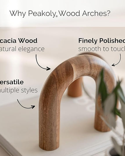 Wood Arch Bookshelf Decor - Shelf Decor Accents, Coffee Table Decor Items, Modern Home Decor, Entryway Decor, Decorative Objects, Coffee Table Decorations Living Room, Desk Decor Aesthetic - LeafyLoom