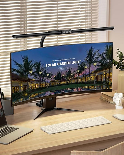 Hokone Desk Lamps for Home Office, 31.5" Wide Architect Desk Lamp with Clamp, Tall Office Lamp Dimmable, Black Desk Light with Timer, Bright Gooseneck Lamp for Workbench/Desktop - LeafyLoom
