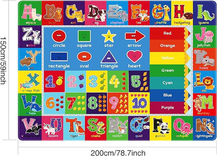 Baby Play Mat Kids Rug for Playroom, Floor Mat for Toddlers, Playtime Collection ABC, Numbers, Animals Educational Area Rugs for Kids Room Classroom ( 78.7X 59 Inch) - LeafyLoom