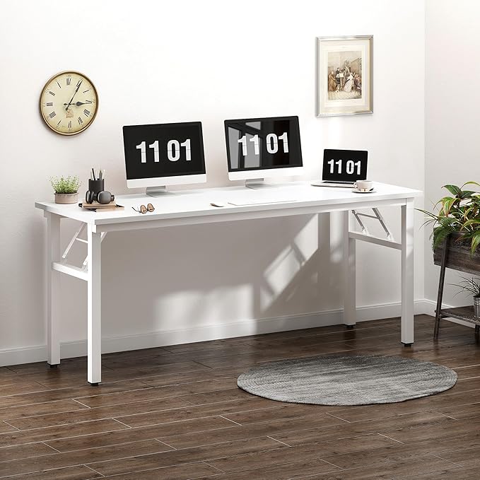 Need Computer Desk Office Desk 62 inches Folding Table with BIFMA Certification Computer Table Workstation, White AC5DW-157 - LeafyLoom