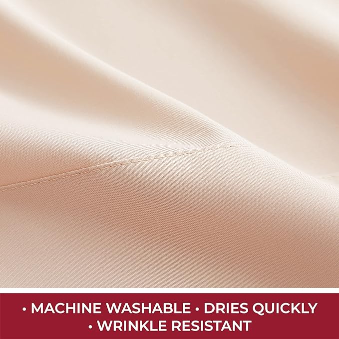 Mellanni RV Short Queen Sheets - 4 PC Iconic Collection Bedding Sheets & Pillowcases - Hotel Luxury, Extra Soft, Cooling Bed Sheets - Deep Pocket up to 10 inch (RV/Short Queen, Burnt Sand) - LeafyLoom