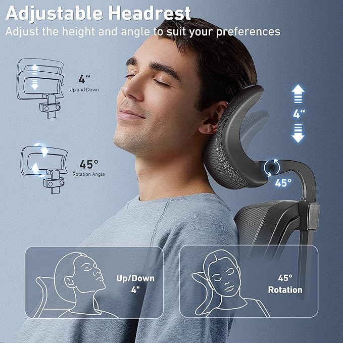 Office Chair, Ergonomic Desk Chair High Back Computer Chair Swivel Mesh Task Chair with Adjustable Lumbar Support Armrests Headrest Black - LeafyLoom