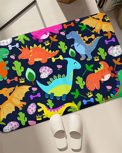 Dinosaur Rug for Boys Room Cartoon Dinosaur Area Rugs Kids Rug Dinosaur Rug Kids Play Rug Dinosaur Play Rug for Bedroom and Kidroom Playing Room,Dark Blue 2'×3' - LeafyLoom