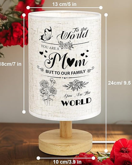 Linkax Mom Birthday Gifts, Fabric Lights Table Lamp Gifts for Mom from Daughter Son, Personalized Birthday Gifts for Mom Nightstand Lamp, Mother Day Thanksgiving Mom Gifts Bedside Lamp for Bedroom - LeafyLoom