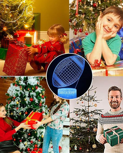 Rugby Night Light,3D Illusion Football Lamp for Kids Sprot Fans with 16 Colors Changing Remote Control&Smart Touch Bedroom Decor Lamp Holiday Xmas Birthday Gift - LeafyLoom