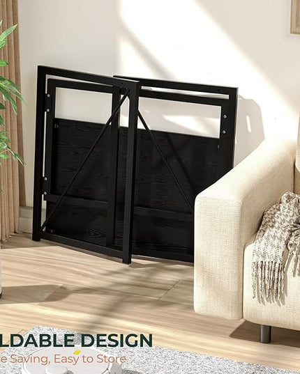 Folding Desk, 31.5 Inch Foldable Desk for Small Space, Easy Assembly Computer Desk Space Saving Home Office Writing Table, Black (Can't Be Folded Flatly) - LeafyLoom