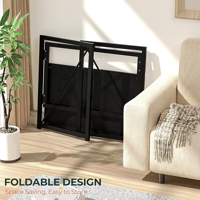 Folding Desk, 31.5 Inch Foldable Desk for Small Space, Easy Assembly Computer Desk Space Saving Home Office Writing Table, Black (Can't Be Folded Flatly) - LeafyLoom