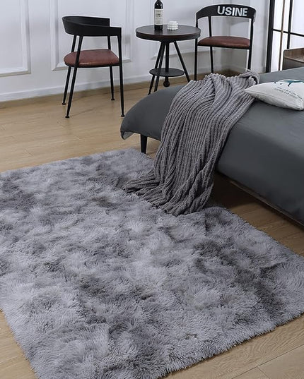 AROGAN Soft Rainbow Area Rugs for Girls Room 5x8 Feet, Fluffy Girls Bedroom Rugs, Princess Rug, Cute Colorful Carpet for Kids Teens Nursery Toddler, Grey - LeafyLoom